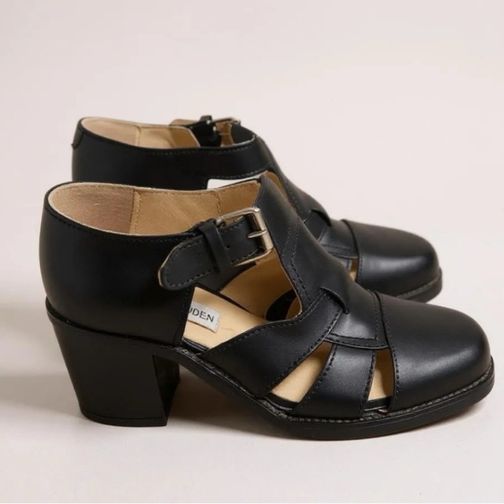 Steve Madden Leather Heeled Fisherman Sandals - Grunge Academia Retro 90s Y2K 6 - Picture 1 of 9